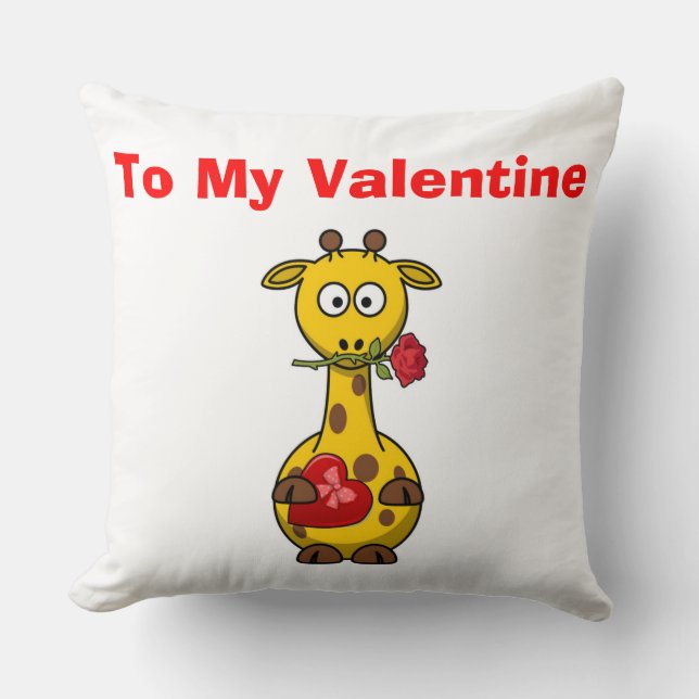 "TO MY VALENTINE" GIRAFFE CUSHION (Front)