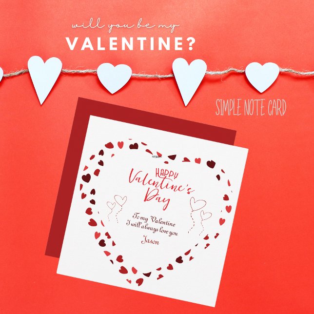 To my Valentine Love Note Card with hearts (To my Valentine Love Note Card with hearts)