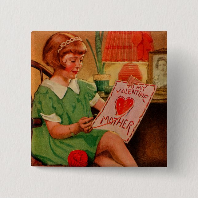To My Valentine Mother 15 Cm Square Badge (Front)