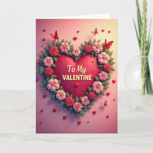 To My Valentine Roses Wreath Card