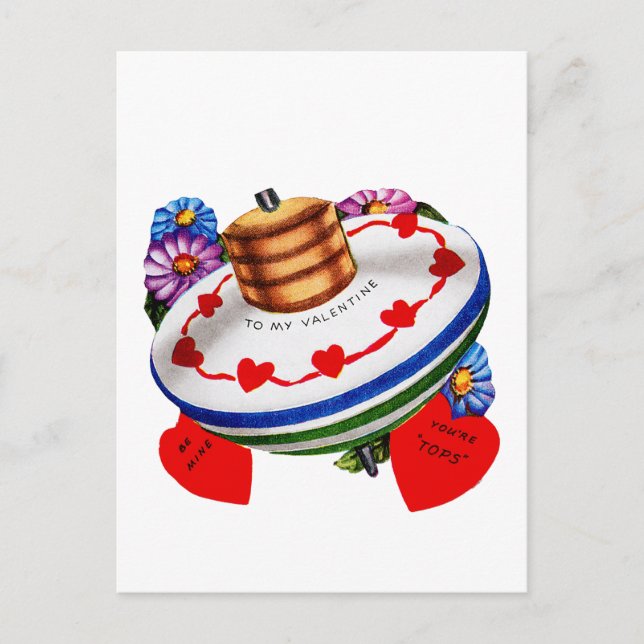 To My Valentine ~ You're Tops! Holiday Postcard (Front)