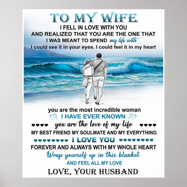 To My Wife Beach Gift, Wife Birthday, Couple Love Poster (Front)