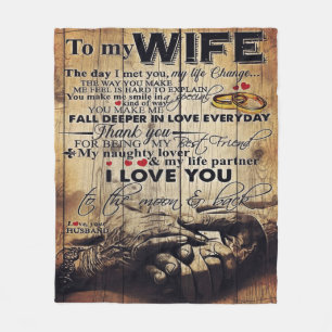 To My Wife Design Best Anniversary Gift Fleece Blanket