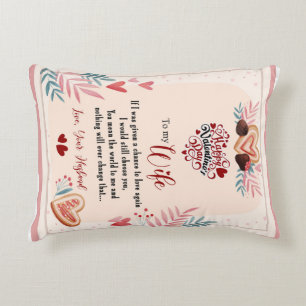 To My Wife Floral Valentine Gift FromHusband Decorative Cushion