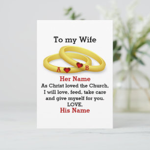 To my Wife for her wedding couple ring monogram Card