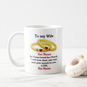 To my Wife for her wedding couple ring monogram Coffee Mug