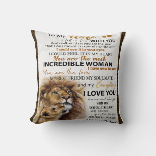 To My Wife Lion Gift, Love Wife Birthday Gift Idea Cushion