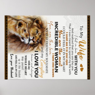 To My Wife Lion Gift, Love Wife Birthday Gift Idea Poster