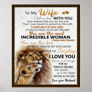 To My Wife Lion Gift, Love Wife Birthday Gift Idea Poster