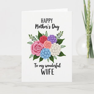 To My Wife Mothers Day Bouquet Card