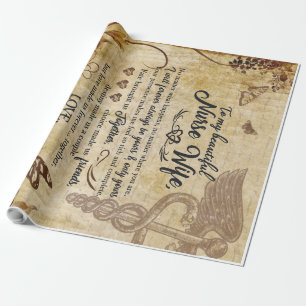To My Wife Nurse Love Letter Husband Valentine Day Wrapping Paper
