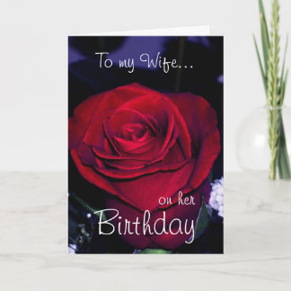 To my Wife on her Birthday-Red Rose Romantic Card