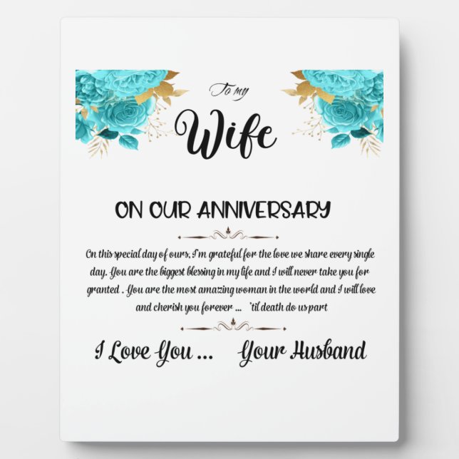 To my Wife  Plaque (Front)