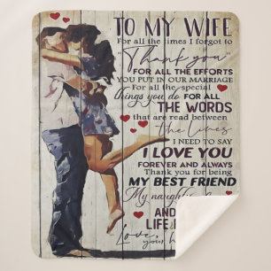 To My Wife Present Love Quotes Present Sherpa Blanket