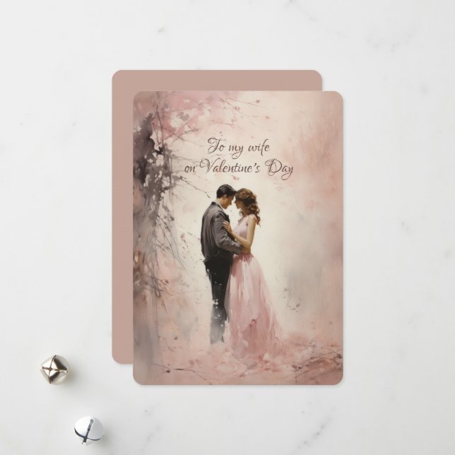 To My Wife Valentine's Day Greetings Holiday Card (Front/Back In Situ)