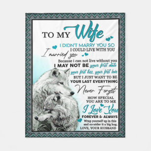 To My Wolf Wife Birthday Gift, Couple Wedding Gift Fleece Blanket