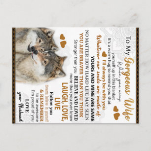To My Wolf Wife Birthday Gift, Couple Wedding Gift Postcard