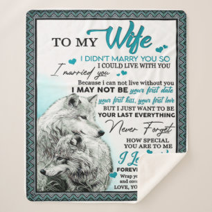 To My Wolf Wife Birthday Gift, Couple Wedding Gift Sherpa Blanket
