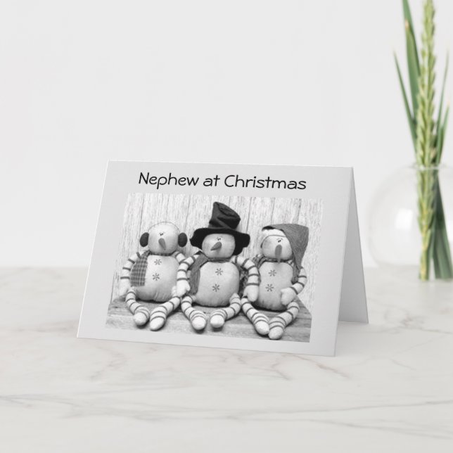 TO *NEPHEW* AT CHRISTMAS FROM CUTE SNOWMEN HOLIDAY CARD (Front)