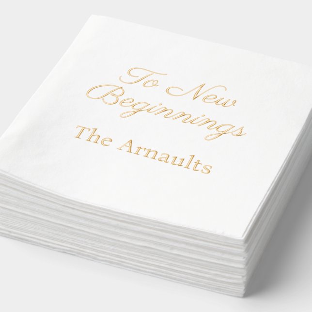 To New Beginnings Elegant and Personalised  Foil Napkins (Detail)