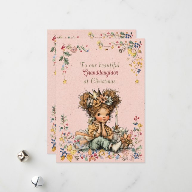 To Our Beautiful Granddaughter At Christmas Holiday Card (Front/Back In Situ)