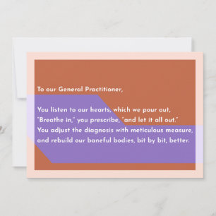 To our General Practitioner, Thank You Card