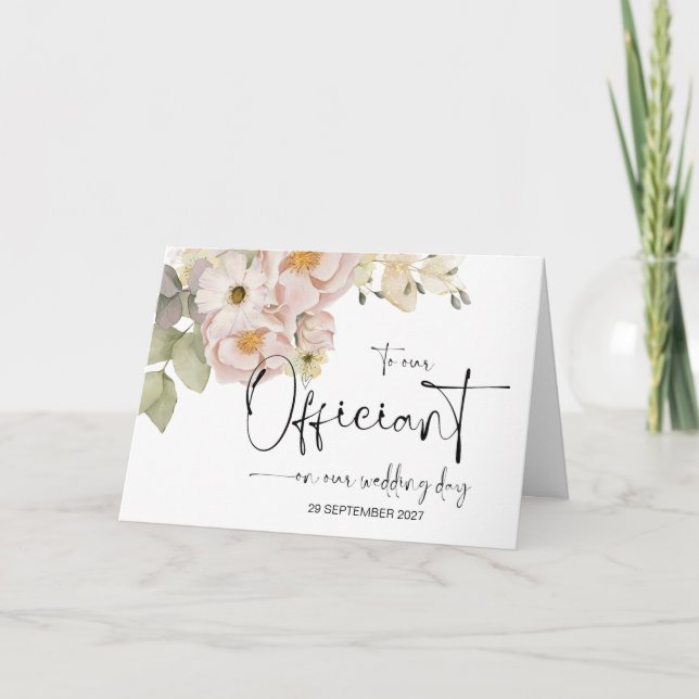 To Our Officiant on Wedding Day Thank You Priest  Card (Front)