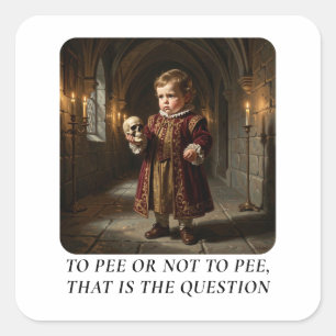 To Pee or Not to Pee – Cute Baby Cartoon Design Square Sticker