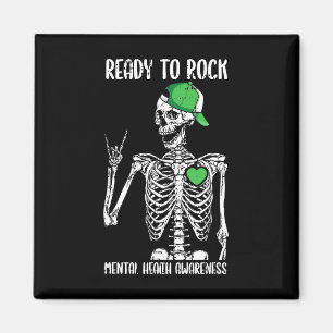 To Rock Mental Health Awareness Skeleton Rock Hand Magnet