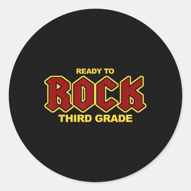 To Rock The Third Grade Fun Back To School  Classic Round Sticker (Front)