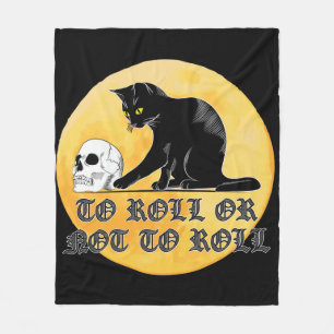 To Roll Or Not To Roll Shakespeare Cat With Skull Fleece Blanket