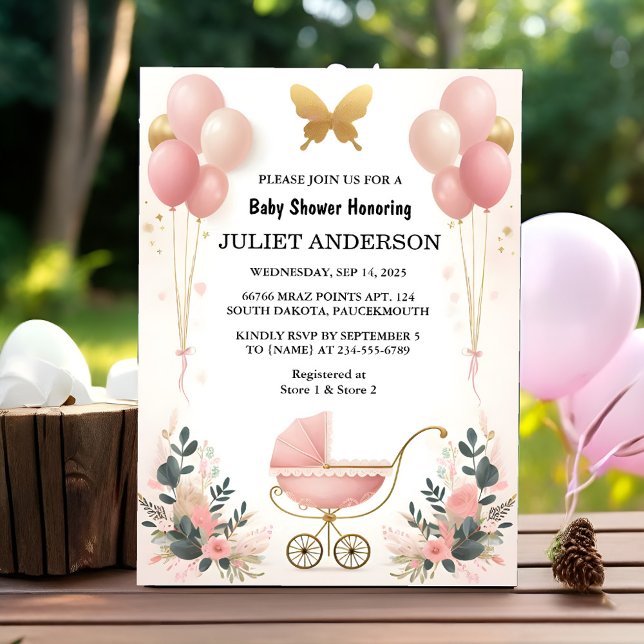 To Rose Boho Gold Mum Chic Spring Baby Girl Shower Invitation (Creator Uploaded)