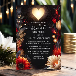 To Ruby Claret White Heart Red Black Bridal Shower Invitation