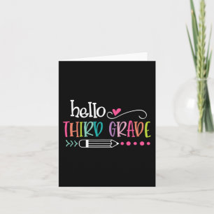 To School Hello Third 3rd Grade For Kids Boy Girl Card