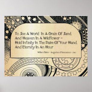 "To See A World In A Grain Of Sand" Gold Poster