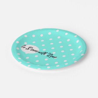 To Serve With Love Pastel Polka Dot Paper Plate