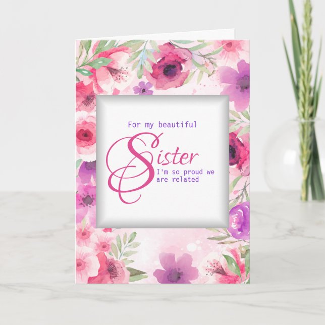 To Sister From Sis Floral Frame Mother's Day Card (Front)