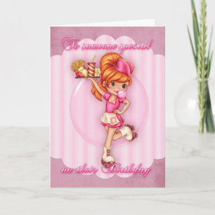 to someone special birthday card - cute waitress
