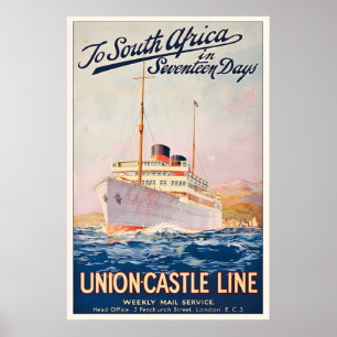 To South Africa Union Castle Line Weekly Mail Poster