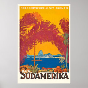 To South America Vintage Travel Poster