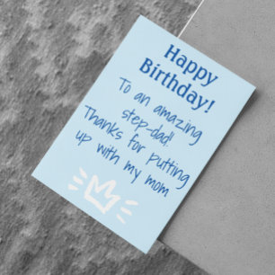 To Step-Dad Funny  Happy Birthday Holiday Card