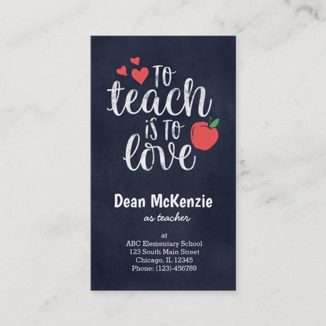 To teach is to love business card (Front)