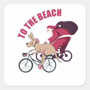To the Beach - Australian Christmas Square Sticker