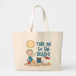 To the Beach (Boy) Large Tote Bag