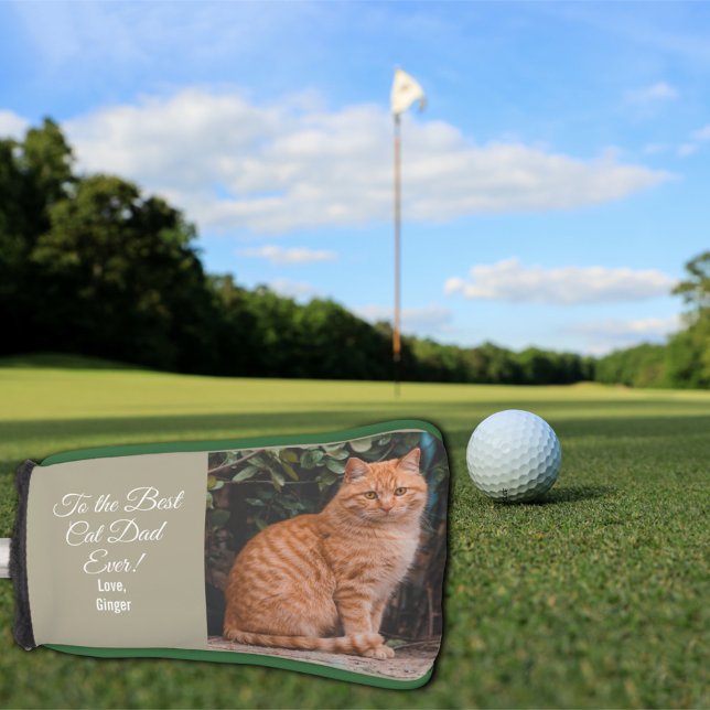 To the Best Cat Dad Ever Custom Photo Golf Head Cover (Creator Uploaded)