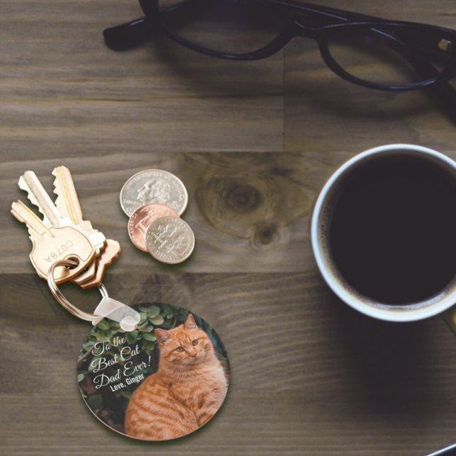 To the Best Cat Dad Ever Custom Photo Key Ring (Creator Uploaded)