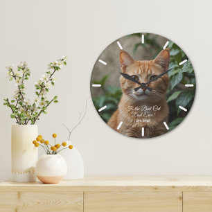 To the Best Cat Dad Ever Custom Photo Large Clock
