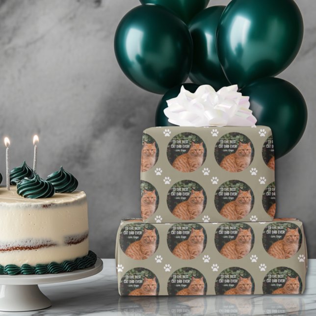 To the Best Cat Dad Ever Custom Photo Wrapping Paper (Creator Uploaded)