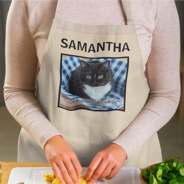 To the Best Cat Mum Ever Custom Photo and Text Apron (Creator Uploaded)