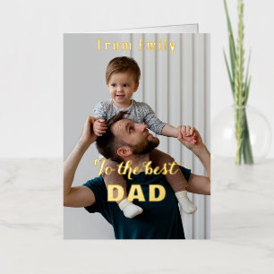 To The Best Dad Script Photo Happy Father's Day Foil Holiday Card
